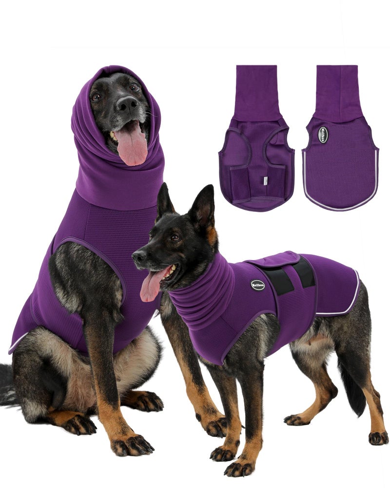 Meifsou Dog Anxiety Vest with Hood, Skin-Friendly Thunder Jacket for Dogs, All-in-One Dog Calming Shirt with Hood for Thunder, Fireworks, Separation - Keep Pet Calm Without Medicine, Purple, S - Image 1