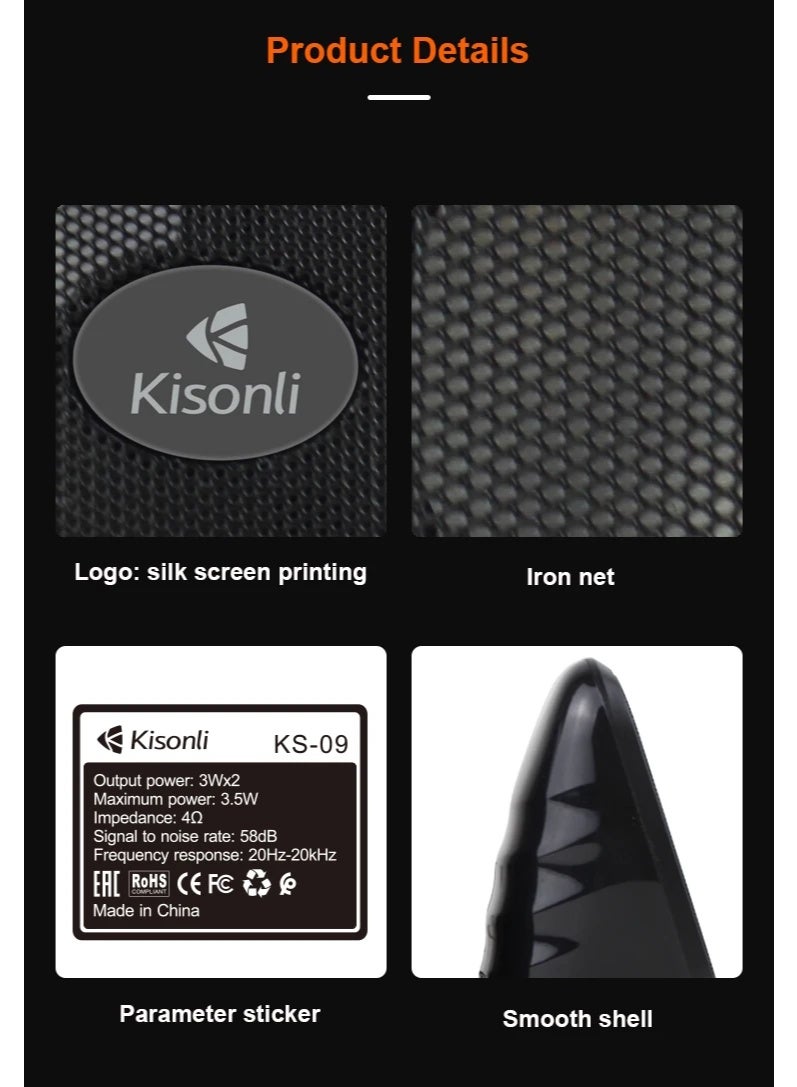 Kisonli KS-09 USB Stereo Speaker – Clean Performance & Easy Use - Image 2