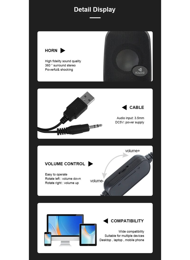 Kisonli KS-09 USB Stereo Speaker – Clean Performance & Easy Use - Image 3