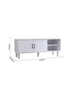 DANUBE HOME Errol TV Cabinet For Up To 32 Inches TV Entertainment Modern Design Wall Unit Furniture Wooden TV Stand For Living Room Bedroom TV Rack L120xW40xH49 cm White  - Image 2