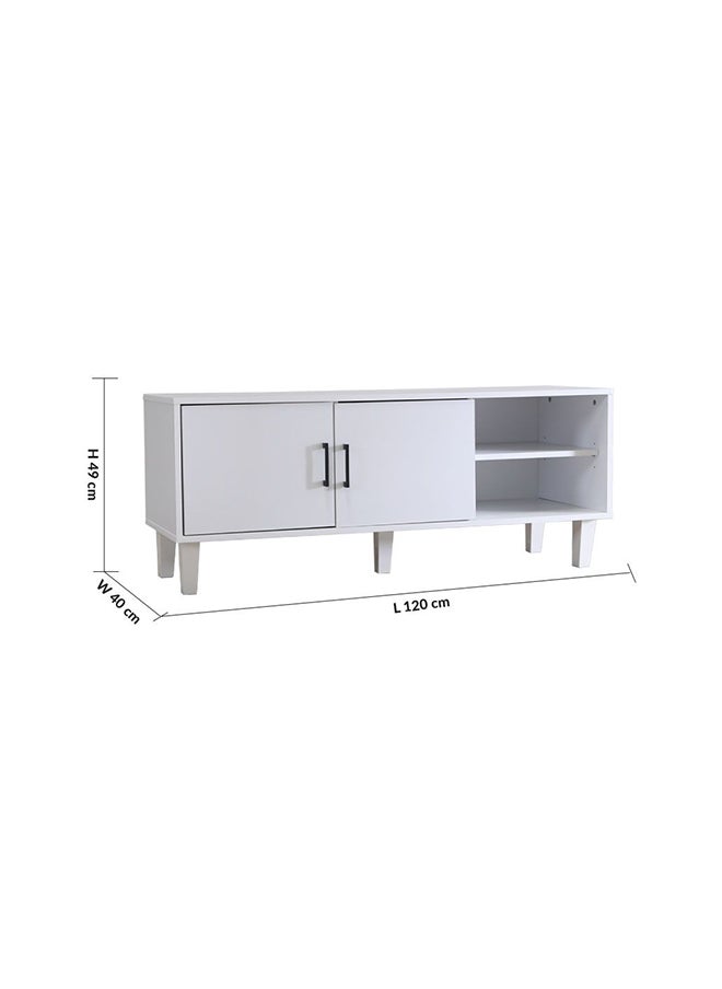 DANUBE HOME Errol TV Cabinet For Up To 32 Inches TV Entertainment Modern Design Wall Unit Furniture Wooden TV Stand For Living Room Bedroom TV Rack L120xW40xH49 cm White  - Image 2
