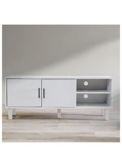 DANUBE HOME Errol TV Cabinet For Up To 32 Inches TV Entertainment Modern Design Wall Unit Furniture Wooden TV Stand For Living Room Bedroom TV Rack L120xW40xH49 cm White  - Image 5