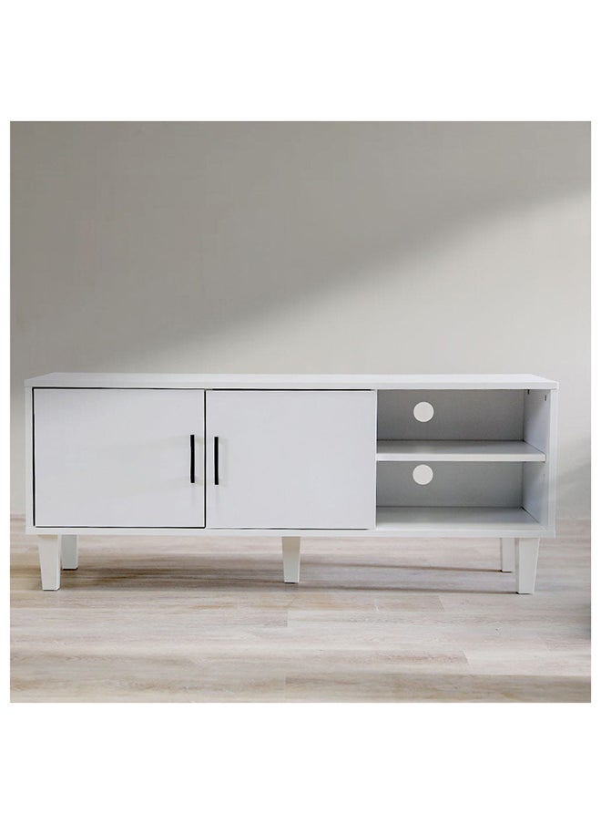 DANUBE HOME Errol TV Cabinet For Up To 32 Inches TV Entertainment Modern Design Wall Unit Furniture Wooden TV Stand For Living Room Bedroom TV Rack L120xW40xH49 cm White  - Image 5