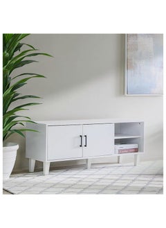 DANUBE HOME Errol TV Cabinet For Up To 32 Inches TV Entertainment Modern Design Wall Unit Furniture Wooden TV Stand For Living Room Bedroom TV Rack L120xW40xH49 cm White  - Image 3