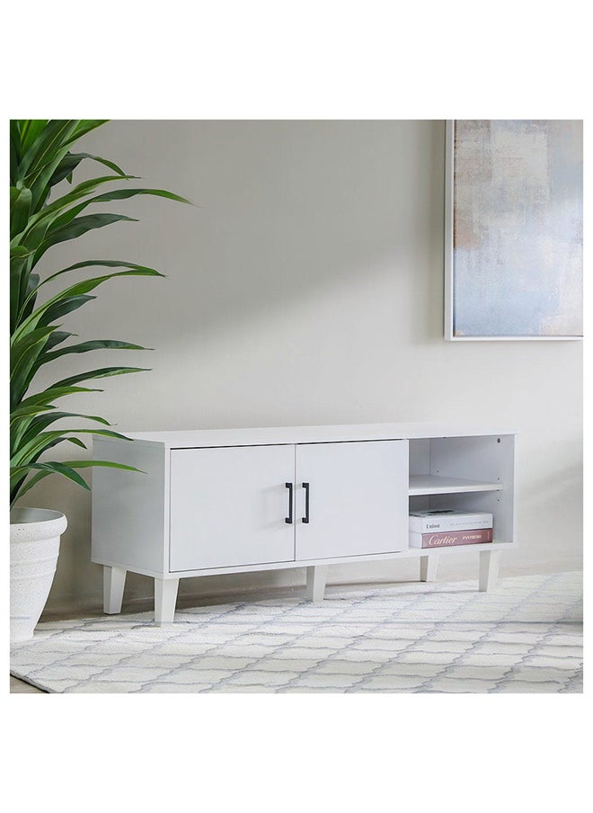 DANUBE HOME Errol TV Cabinet For Up To 32 Inches TV Entertainment Modern Design Wall Unit Furniture Wooden TV Stand For Living Room Bedroom TV Rack L120xW40xH49 cm White  - Image 3