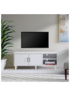 DANUBE HOME Errol TV Cabinet For Up To 32 Inches TV Entertainment Modern Design Wall Unit Furniture Wooden TV Stand For Living Room Bedroom TV Rack L120xW40xH49 cm White  - Image 1