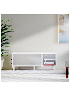 DANUBE HOME Errol TV Cabinet For Up To 32 Inches TV Entertainment Modern Design Wall Unit Furniture Wooden TV Stand For Living Room Bedroom TV Rack L120xW40xH49 cm White  - Image 4