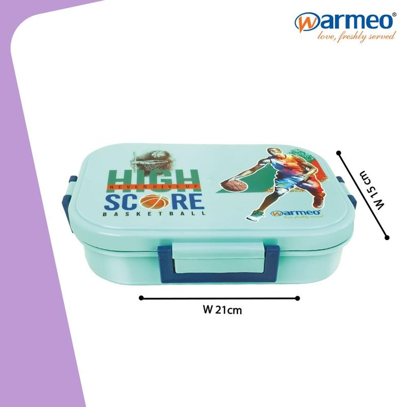 WARMEO صندوق تيفين وندر المعزول WARMEO بغطاء قفل وصمام بخار 2 قسم باللون الأزرق مناسب للطعام الرطب غير السوائل - Image 3