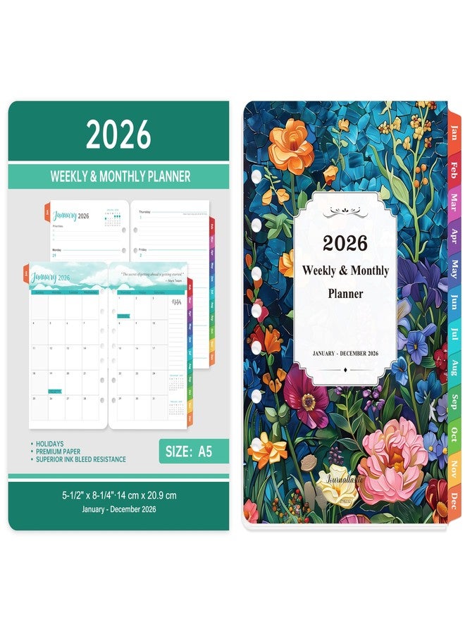 Journaltastic 2026 Planner Refills - 7-Hole Punched Planner Refills 2026 with Colorful Tabs, JAN 2026 - DEC 2026, 5.5" x 8.5", A5 Planner Inserts, 2026 Weekly and Monthly Planner Refill with Monthly Pages & Weekly - Image 2