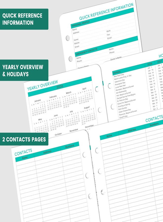 Journaltastic 2026 Planner Refills - 7-Hole Punched Planner Refills 2026 with Colorful Tabs, JAN 2026 - DEC 2026, 5.5" x 8.5", A5 Planner Inserts, 2026 Weekly and Monthly Planner Refill with Monthly Pages & Weekly - Image 5