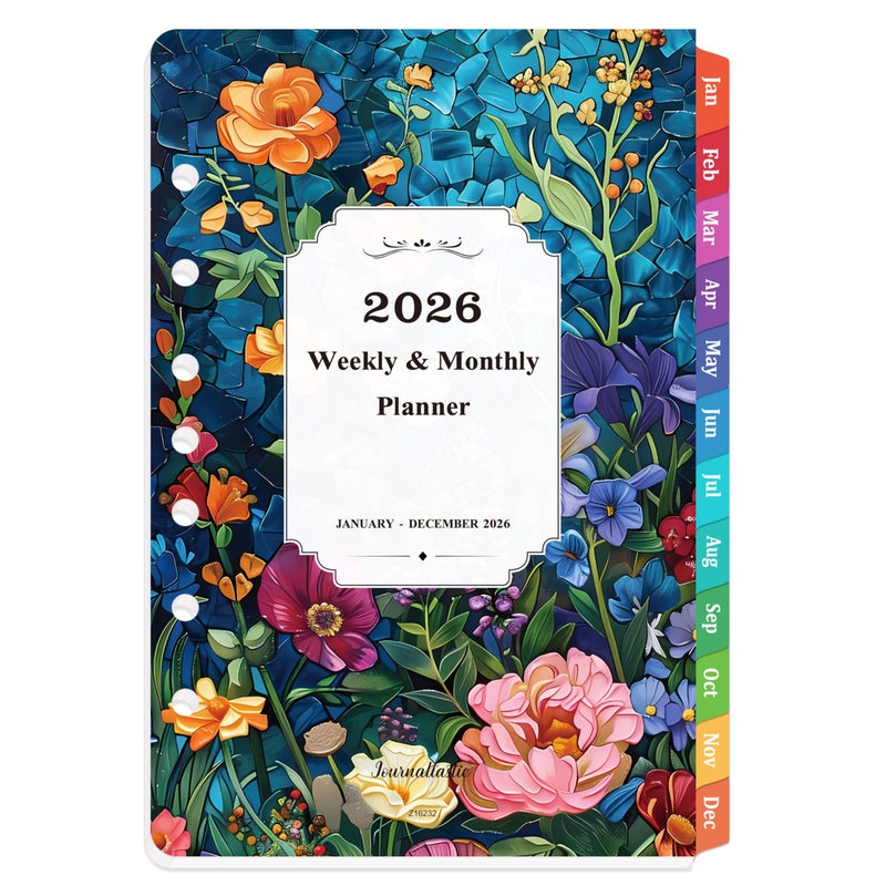 Journaltastic 2026 Planner Refills - 7-Hole Punched Planner Refills 2026 with Colorful Tabs, JAN 2026 - DEC 2026, 5.5" x 8.5", A5 Planner Inserts, 2026 Weekly and Monthly Planner Refill with Monthly Pages & Weekly - Image 1
