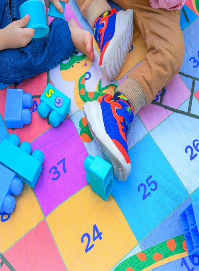 Happy Matty حصيرة نزهة للأطفال بتصميم لعبة السلم والثعبان من هابي ماتي، مانعة للانزلاق، قابلة للعكس، محمولة، للاستخدام في الهواء الطلق/النزهات/الشاطئ/السفر (140 سم × 140 سم) - Image 4