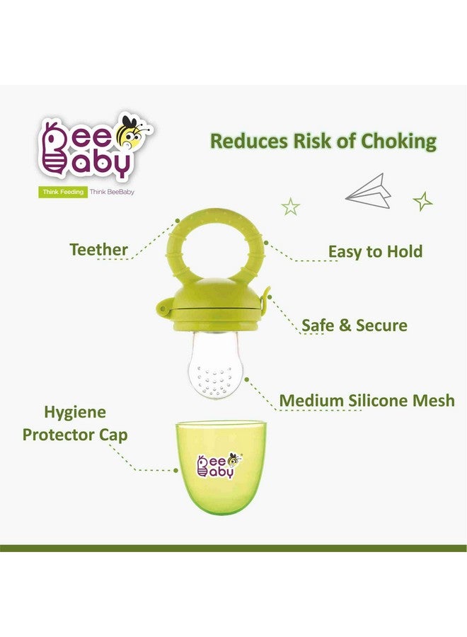 Beebaby Soft Silicone Nibbler With Extra Mesh For Babies, Baby Fruit & Food Feeder, Anti Choking Fruit Pacifier, Teether For Infant, 100% Bpa Free, 3 Months+ (Fruttino - Green) - Image 3