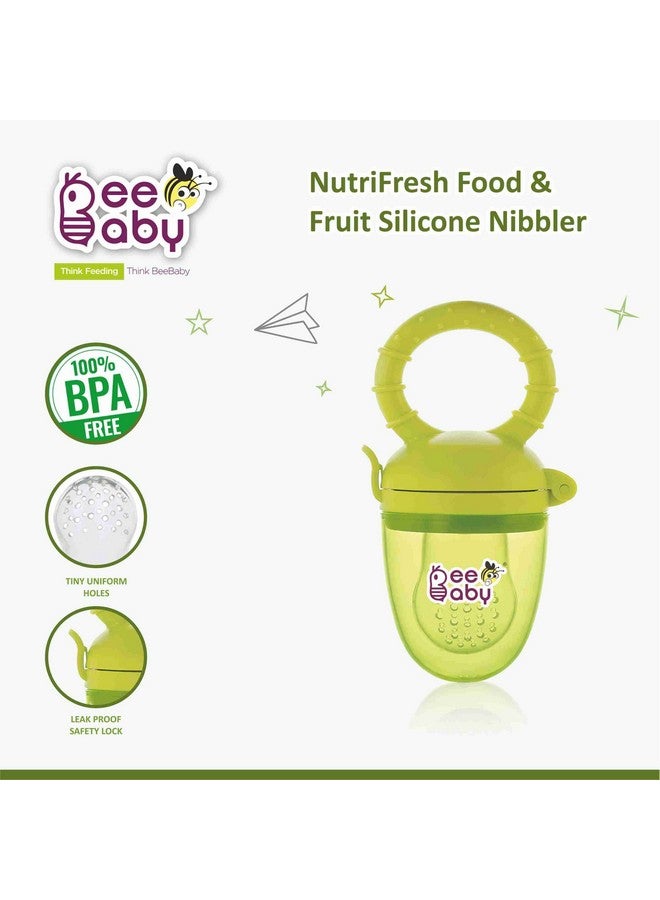 Beebaby Soft Silicone Nibbler With Extra Mesh For Babies, Baby Fruit & Food Feeder, Anti Choking Fruit Pacifier, Teether For Infant, 100% Bpa Free, 3 Months+ (Fruttino - Green) - Image 2