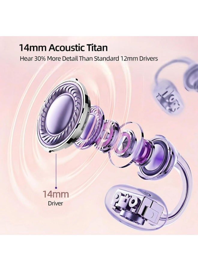 caijin Open Ear Wireless Headphones,Clip-On Earbuds,Bluetooth 6.0 with Mic,ENC, IPX7 Waterproof,24H Playtime,Lightweight for Small Ears,Stable Connection for Work, Sports, Glasses Friendly & Gift - Image 2
