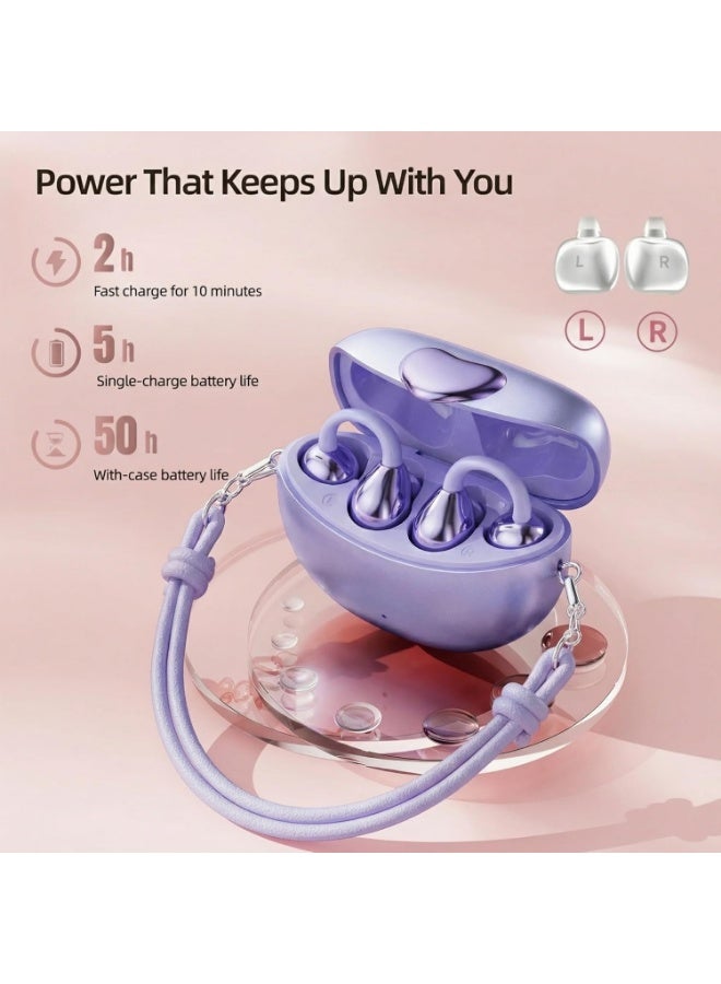 caijin Open Ear Wireless Headphones,Clip-On Earbuds,Bluetooth 6.0 with Mic,ENC, IPX7 Waterproof,24H Playtime,Lightweight for Small Ears,Stable Connection for Work, Sports, Glasses Friendly & Gift - Image 4