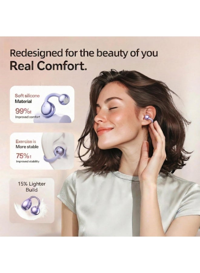 caijin Open Ear Wireless Headphones,Clip-On Earbuds,Bluetooth 6.0 with Mic,ENC, IPX7 Waterproof,24H Playtime,Lightweight for Small Ears,Stable Connection for Work, Sports, Glasses Friendly & Gift - Image 3