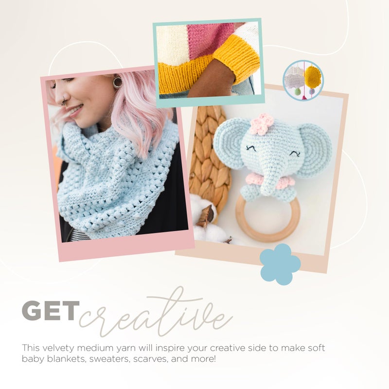 Lion Brand Yarn Feels Like Butta Yarn, Velvety-Soft Yarn for Crocheting and Knitting, 1 Pack, Mint - Image 5