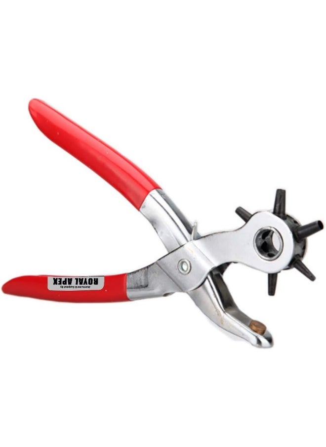 Royal Apex Heavy Duty Revolving Leather Hole Punch, Eyelet Plier Puncher With 6 Sizes For Diy Home Or Craft Projects Belt, Saddle, Tack, Watch Strap, Shoe, Fabric Etc  - Image 1