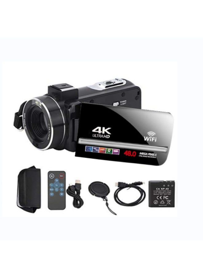 Generic English Products 4K HD Digital Camera Suitable For 48MP With Microphone Touch Screen 4kwifi-Body Color:Standard Black English Version + Hood + Microphone + Upgraded Three-color Led Light + Handheld Stabilizer + 64g Card + Battery (2 Batteries In Total) + Dual  - Image 4