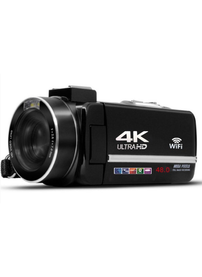 Generic English Products 4K HD Digital Camera Suitable For 48MP With Microphone Touch Screen 4kwifi-Body Color:Standard Black English Version + Hood + Microphone + Upgraded Three-color Led Light + Handheld Stabilizer + 64g Card + Battery (2 Batteries In Total) + Dual  - Image 3