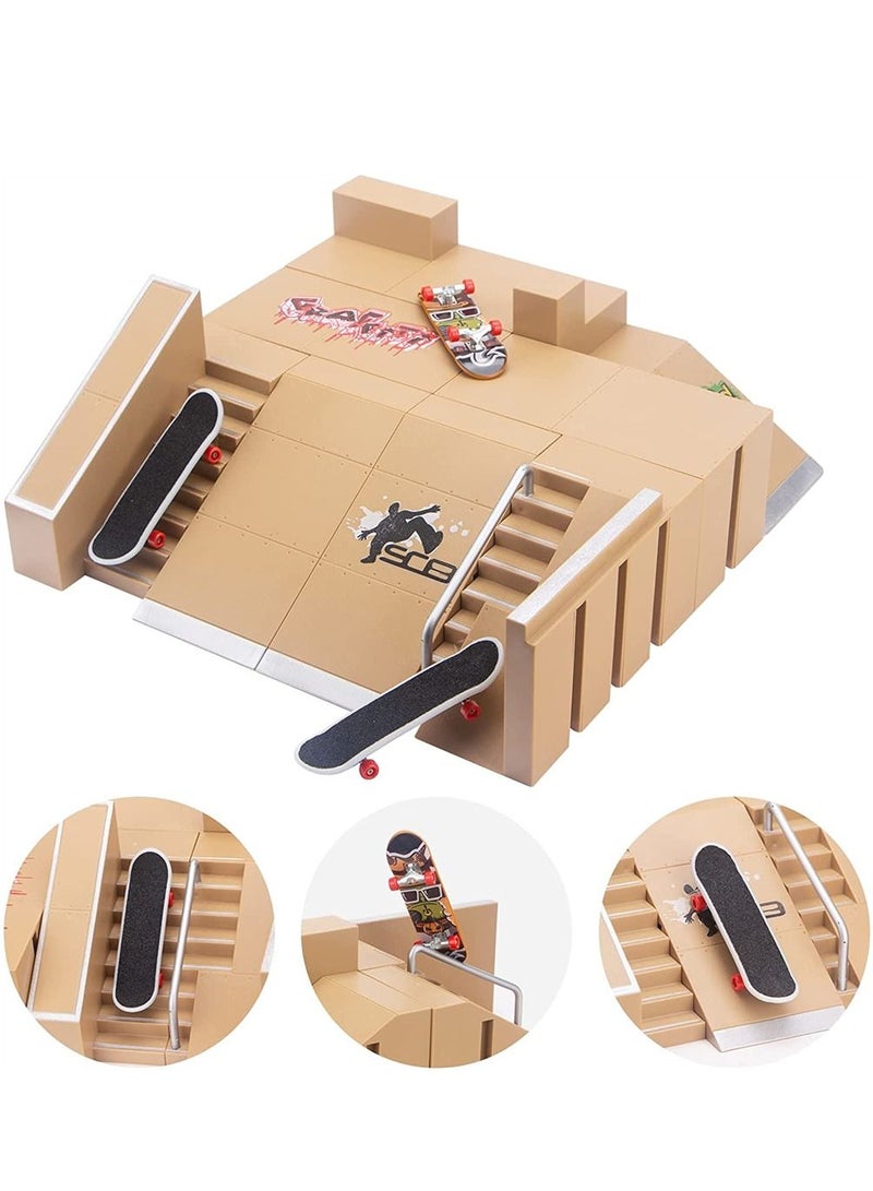 نيبمينينت Fingerboard Skatepark, Finger Skate Park Kit for Kids Gift, Mini Skateboard Ramp Set Including 8 Pcs Skatepark and 3 Fingerboards, Toy Gift Boys Girls - Image 1