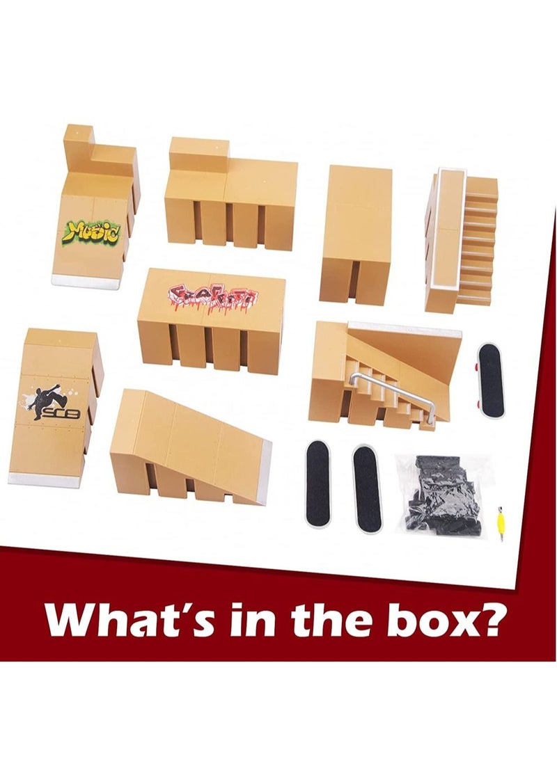 نيبمينينت Fingerboard Skatepark, Finger Skate Park Kit for Kids Gift, Mini Skateboard Ramp Set Including 8 Pcs Skatepark and 3 Fingerboards, Toy Gift Boys Girls - Image 3