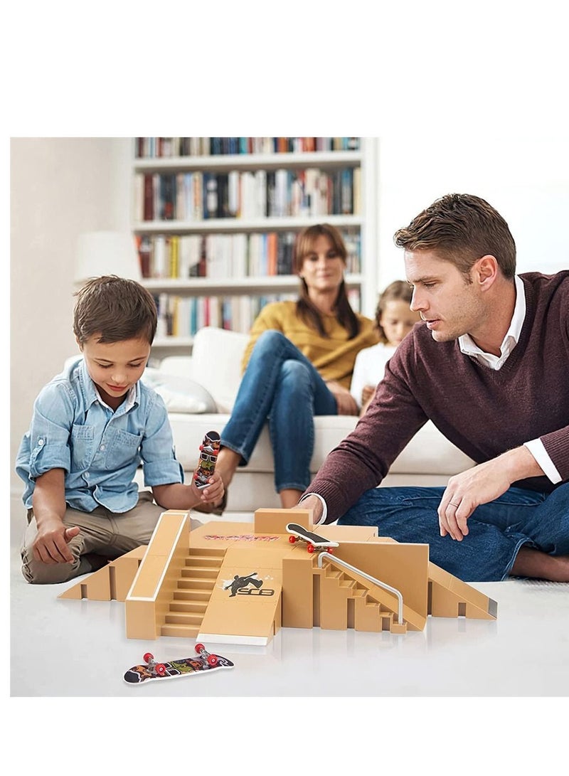 نيبمينينت Fingerboard Skatepark, Finger Skate Park Kit for Kids Gift, Mini Skateboard Ramp Set Including 8 Pcs Skatepark and 3 Fingerboards, Toy Gift Boys Girls - Image 4