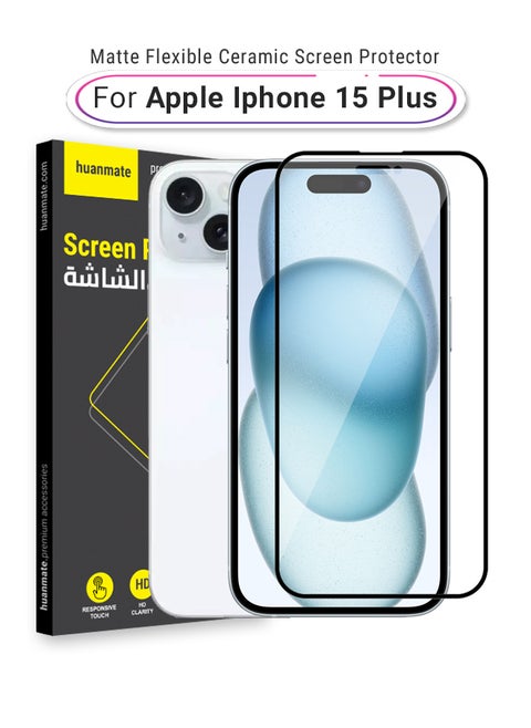 Premium Matte Ceramic Screen Protector For Apple iPhone 15 Plus Black/Clear