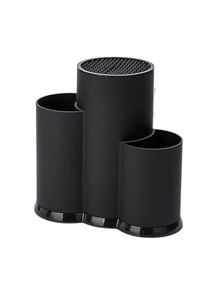 3 in 1 Knife Block Black and White Multi Purpose Knife Holder with Peeler Universal Knife Block Without Knife Removable Cutlery Holder - Image 1