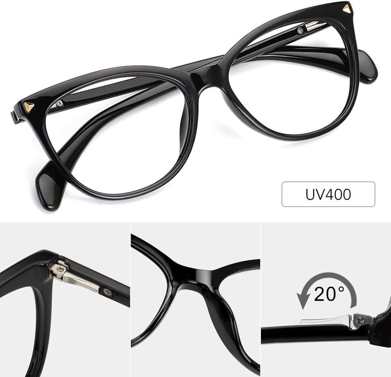 MEETSUN Non Prescription Glasses Frames For Women，Retro Cateye Fake Eyeglasses HD Clear Lens - Image 4