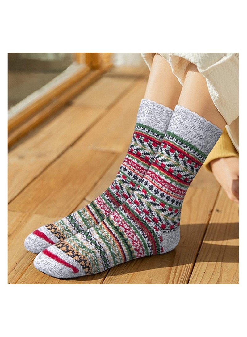SYOSI Womens Wool Socks, 5 Pairs Thick Knit Vintage Winter Warm Cozy Crew Socks Gifts - Image 5