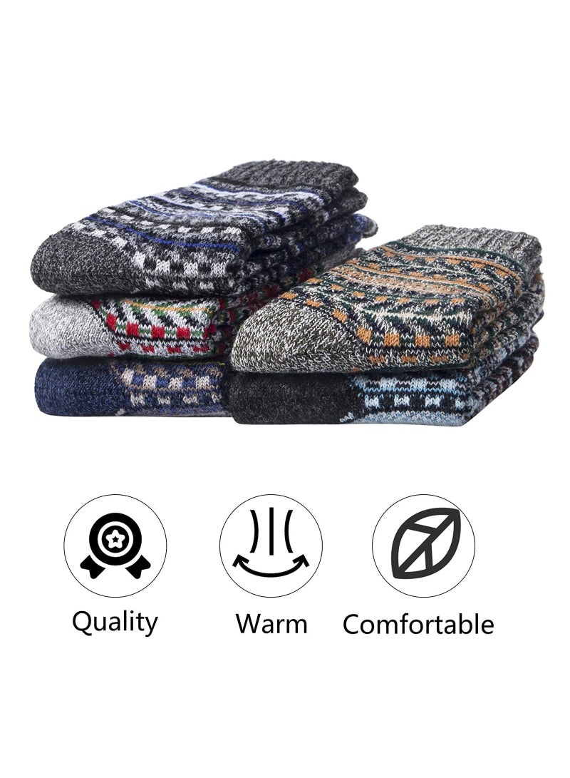 SYOSI Womens Wool Socks, 5 Pairs Thick Knit Vintage Winter Warm Cozy Crew Socks Gifts - Image 3