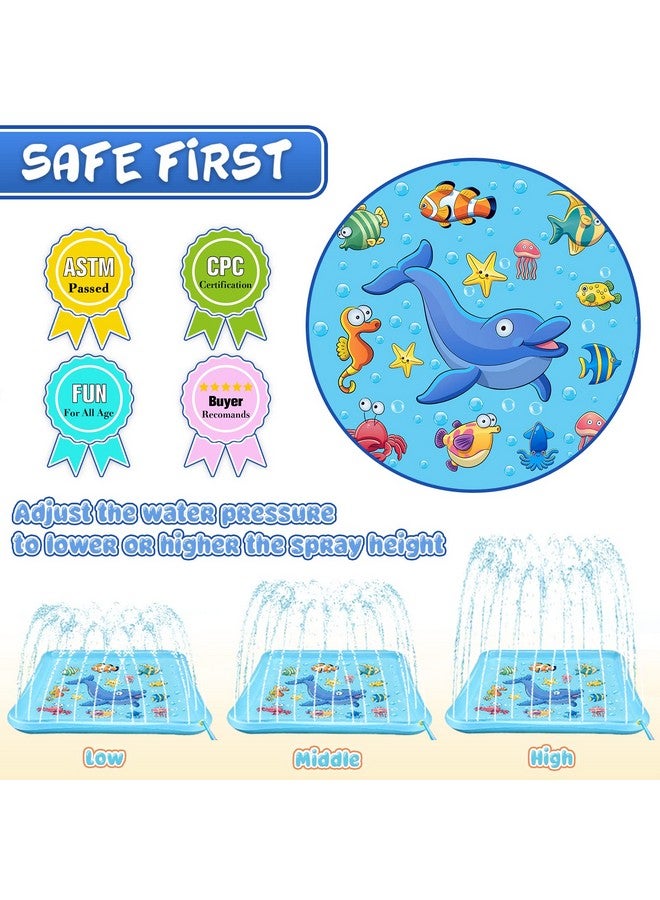 Growsland Splash Pad For Toddlers Outdoor Sprinkler For Kids 67" Summer Water Toys Inflatable Wading Baby Pool Fun Gifts For 3 4 5 6 7 8 9 Years Old Boy Girl Backyard Garden Lawn Outdoor Games - Image 3