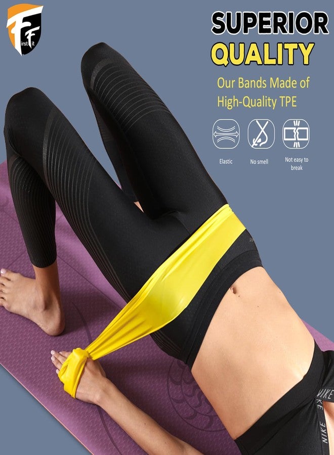 FirstFit Natural Rubber Resistance Loop Bands | Elastic Exercise Band Set | Best Resistant Workout Loops for Booty, Glute, Leg & Thigh Exercising (1.5 Meter Yellow) - (10-15 lbs) - Image 2