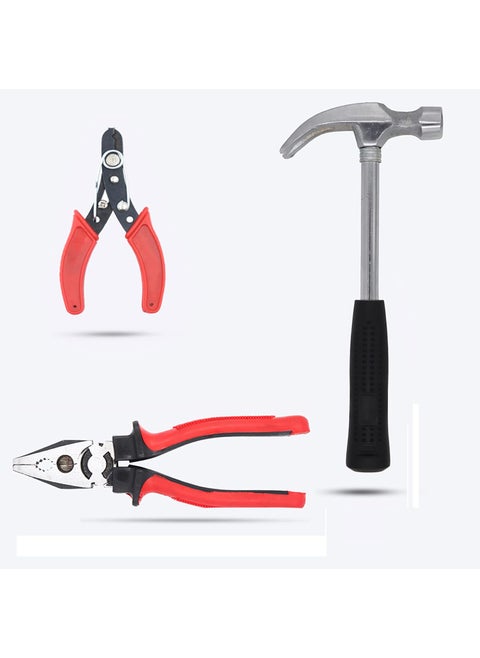 Hillgrove HGCM461M1 High Quality Durable Construction Metalworking Household Rubber Handle Straight Best Claw Hammer with Wire Cutter and 8inch Combinational Plier