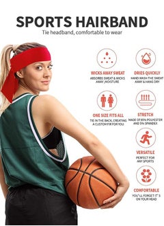 GROIC 4 Pieces Sports Headband Tennis Tie Headband Hair Band Unisex Dry Head Tie Sport Tie Back  Headband for Basketball, Running, Tennis, Karate, Athletics, Cycling,Yoga,Fitness Unisex Hairband  - Image 3