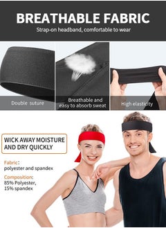 GROIC 4 Pieces Sports Headband Tennis Tie Headband Hair Band Unisex Dry Head Tie Sport Tie Back  Headband for Basketball, Running, Tennis, Karate, Athletics, Cycling,Yoga,Fitness Unisex Hairband  - Image 5