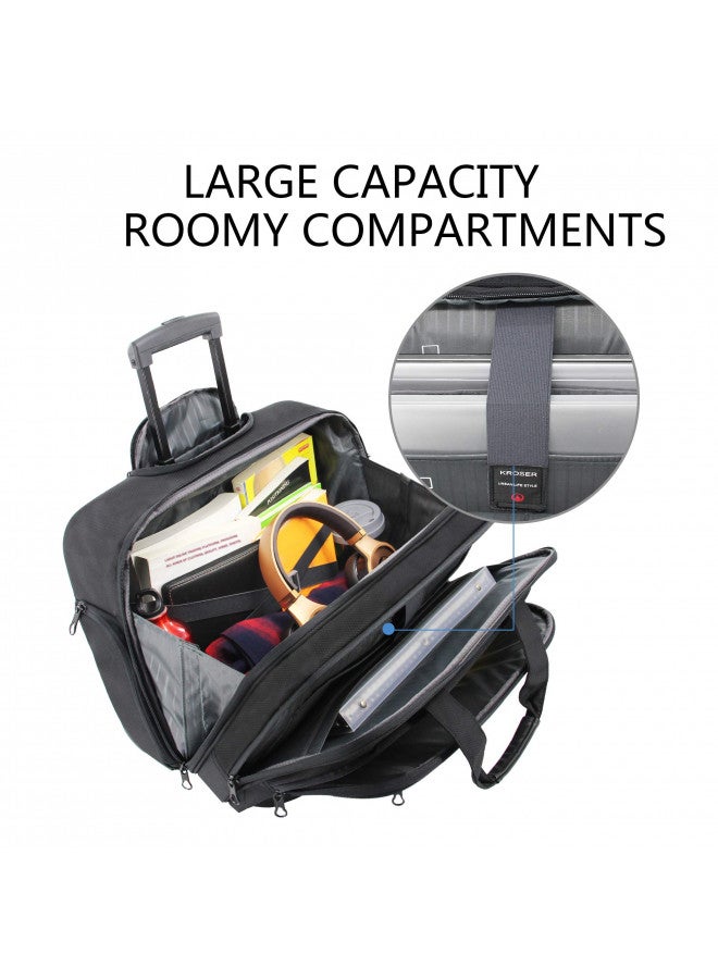KROSER Rolling Laptop Bag for Men Women, Rolling Laptop Wheeled Briefcase for Business Fits Up to 17.3 Inch Laptop, Water-Repellent Wheeled Computer Bag Roller Case with RFID Pockets for Travel - Image 2