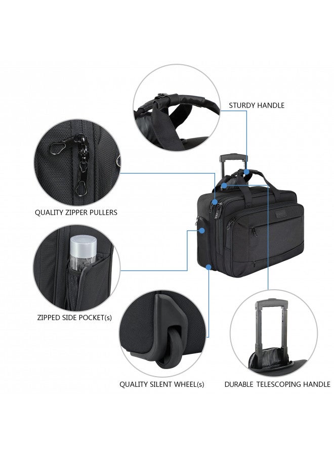 KROSER Rolling Laptop Bag for Men Women, Rolling Laptop Wheeled Briefcase for Business Fits Up to 17.3 Inch Laptop, Water-Repellent Wheeled Computer Bag Roller Case with RFID Pockets for Travel - Image 4