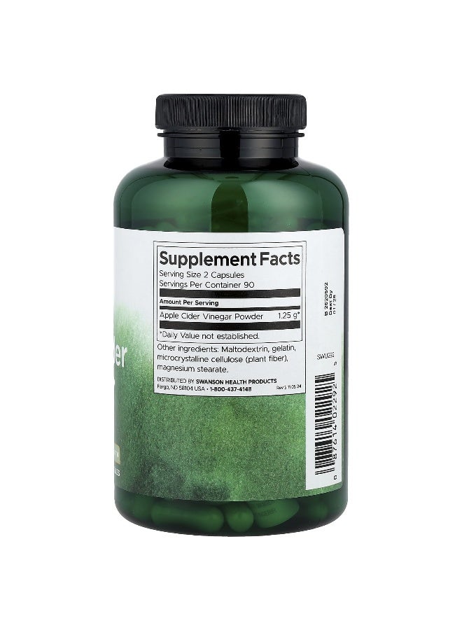 SWANSON سوانسون، خل التفاح، قوة أعلى، 625 ملغ، 180 كبسولة - Image 2