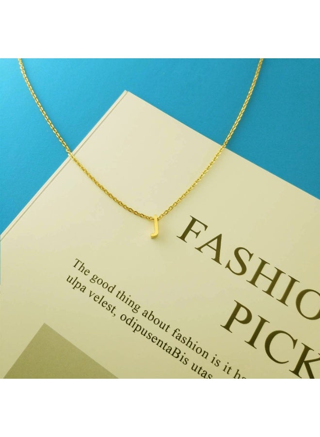 Julia Store Dainty Initial Necklaces for Women 18K Gold Plated Stainless Steel Trendy Letter Necklace Personalized Initial Love Pendant Necklace Tiny Letter Name Necklaces Gift for Teen Girls - Letter (J) - Image 1