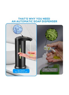 SYOSI Automatic Soap Dispenser Touchless Hands Free Soap Dispenser with Waterproof Base Stainless Steel Liquid Soap Holder with Infrared Motion Sensor Visible Window for Kitchen Bathroom Restaurant Hotel  - Image 2