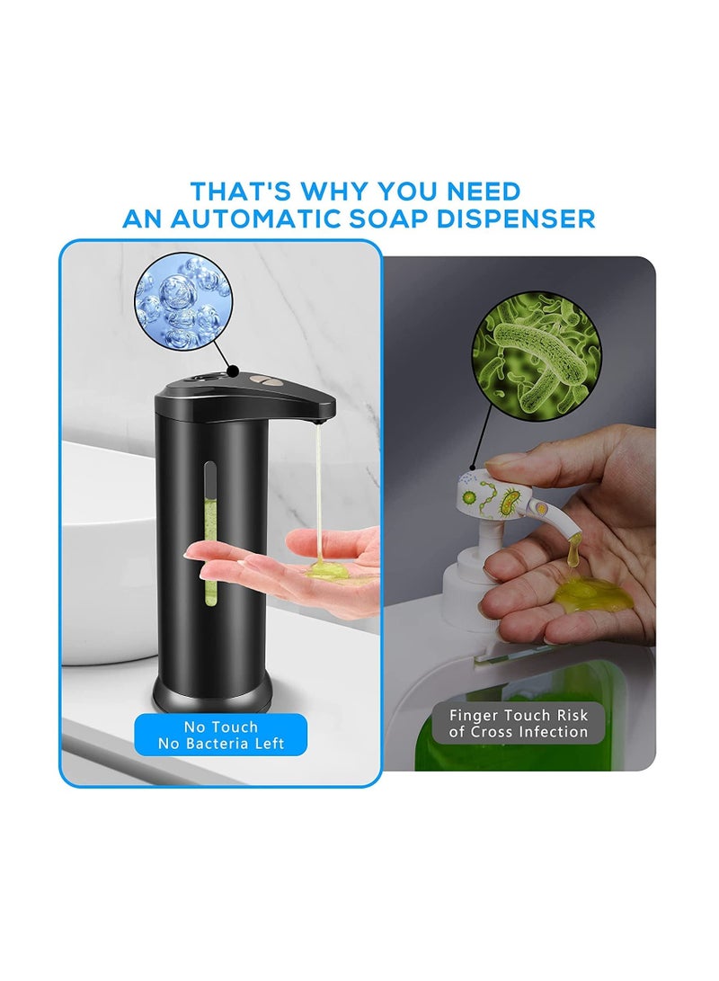 SYOSI Automatic Soap Dispenser Touchless Hands Free Soap Dispenser with Waterproof Base Stainless Steel Liquid Soap Holder with Infrared Motion Sensor Visible Window for Kitchen Bathroom Restaurant Hotel  - Image 2