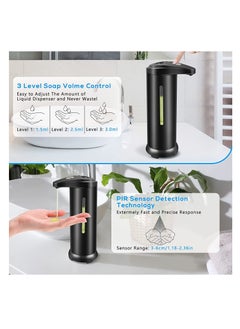 SYOSI Automatic Soap Dispenser Touchless Hands Free Soap Dispenser with Waterproof Base Stainless Steel Liquid Soap Holder with Infrared Motion Sensor Visible Window for Kitchen Bathroom Restaurant Hotel  - Image 4