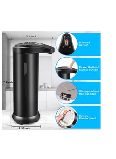 SYOSI Automatic Soap Dispenser Touchless Hands Free Soap Dispenser with Waterproof Base Stainless Steel Liquid Soap Holder with Infrared Motion Sensor Visible Window for Kitchen Bathroom Restaurant Hotel  - Image 5