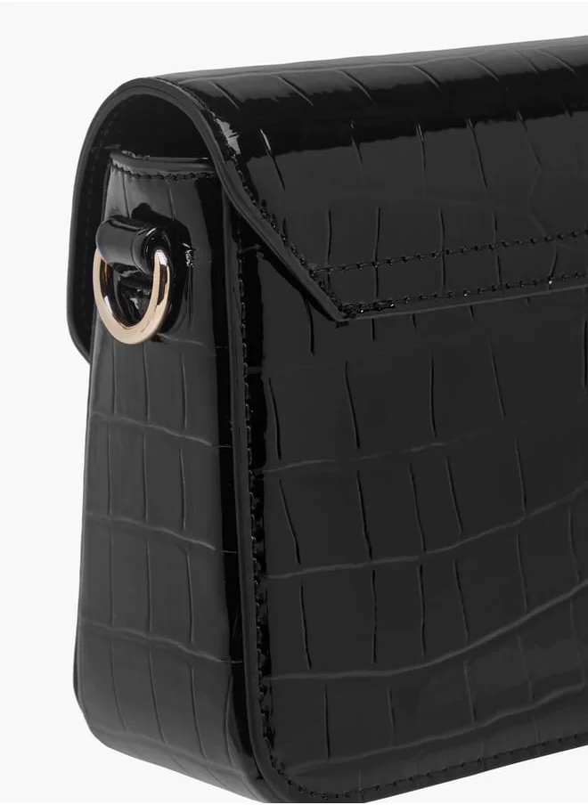 سيليست Women Textured Crossbody Bag with Button Closure and Chain Strap