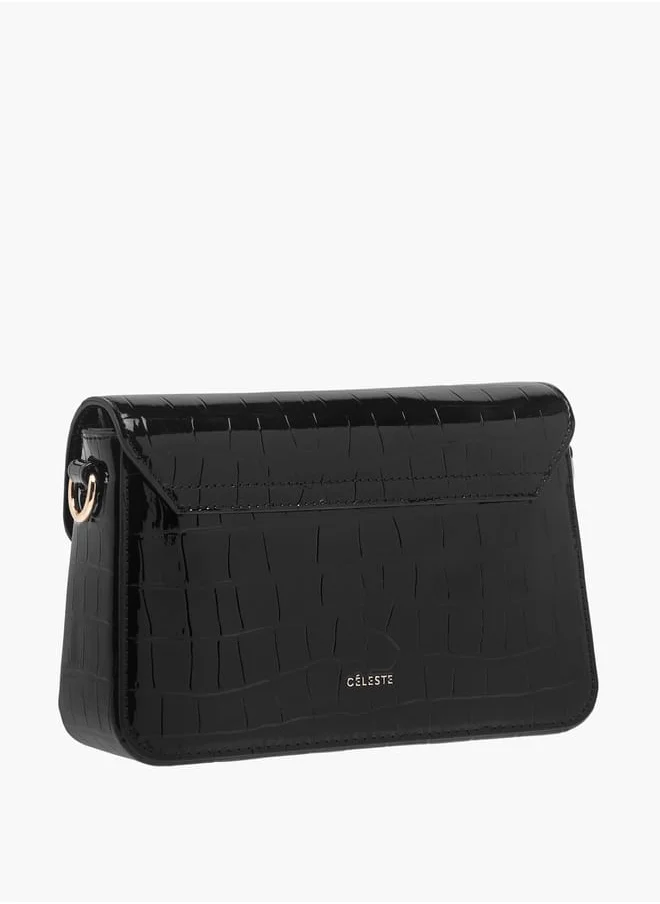 سيليست Women Textured Crossbody Bag with Button Closure and Chain Strap