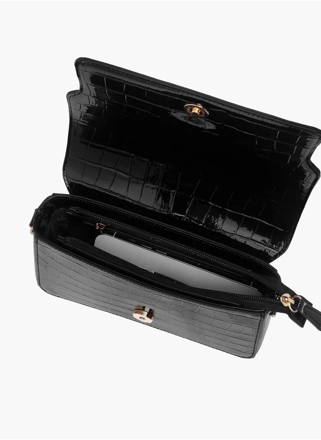 سيليست Women Textured Crossbody Bag with Button Closure and Chain Strap