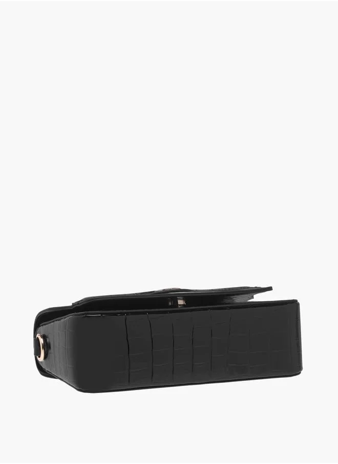 سيليست Women Textured Crossbody Bag with Button Closure and Chain Strap